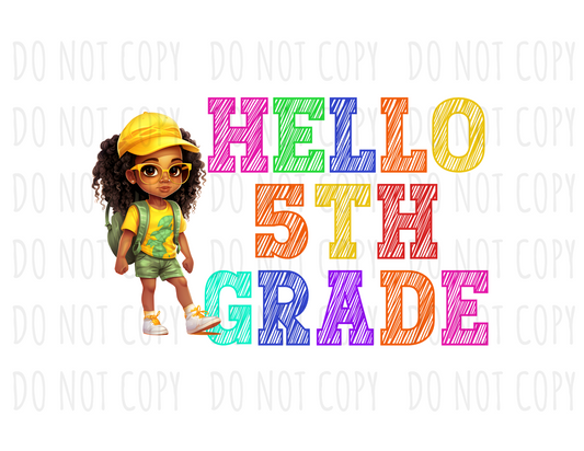 DIGITAL DOWNLOAD - Hello 5th Grade (PNG)