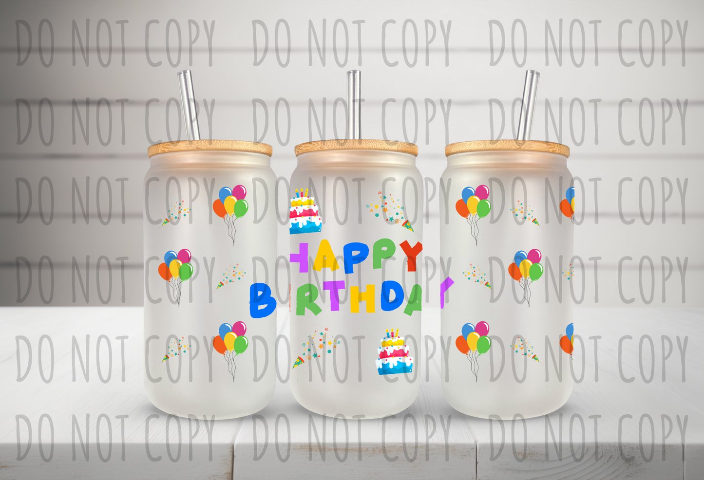 Happy Birthday 16 oz Libbey Glass UV Wrap