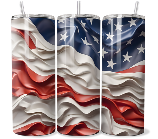 3D American Flag (20 oz) Sublimation Tumbler Transfer