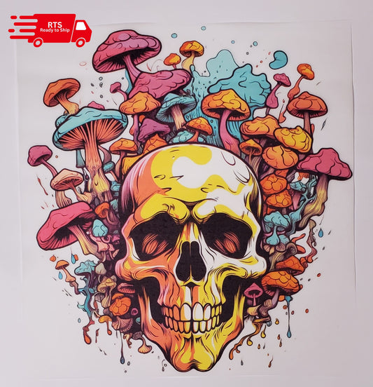 RTS - Psychedelic Mushroom Skull DTF Transfer