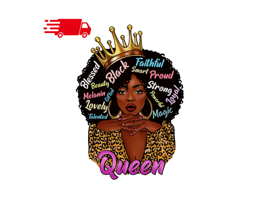 RTS - Black Queen Crown DTF Transfer