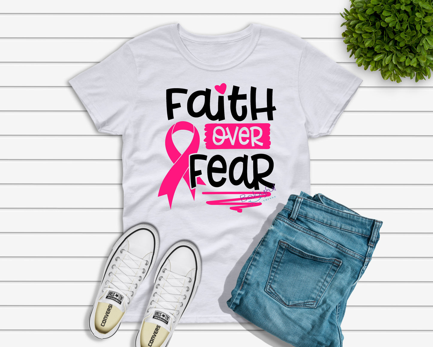 Faith Over Fear Breast Cancer Awareness Sublimation Transfer